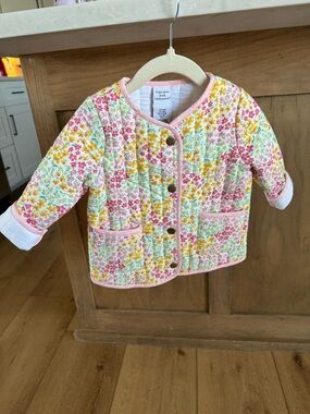Cupcakes and Cashmere Floral Quilted toddler Jacket - Pink, Yellow, Green